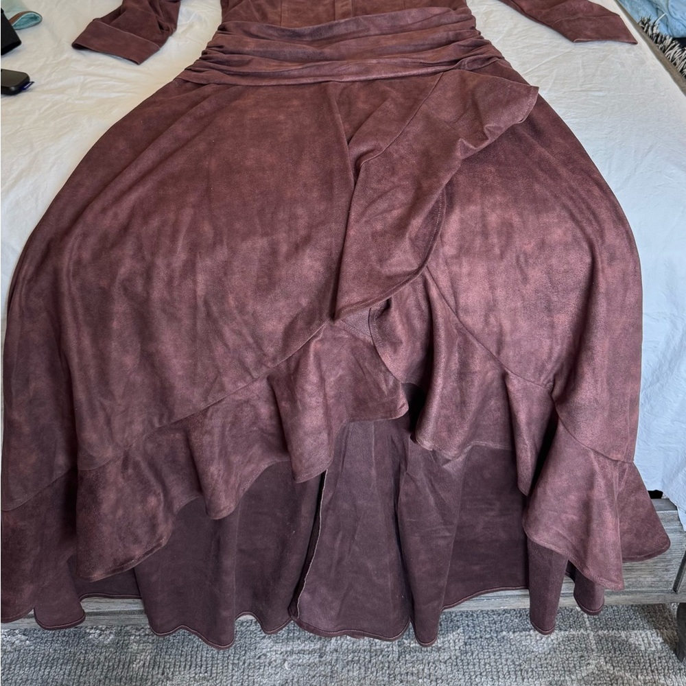 Retro Irregular Ruffle Hem Maxi Dress - Picture 4 of 7